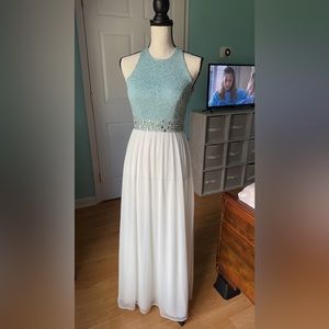 White/blue formal dress size 0.